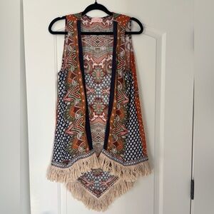 Blush Bohemian Fringe Kimono Cardigan Vest